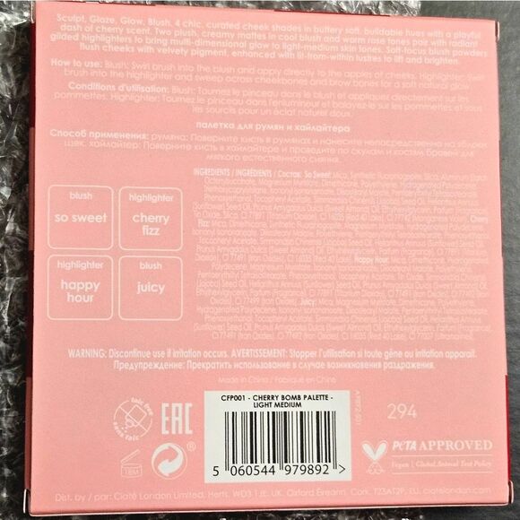 CIATE LONDON Cherry Bomb Blush & Highlighter Palette NEW light medium - Picture 7 of 13
